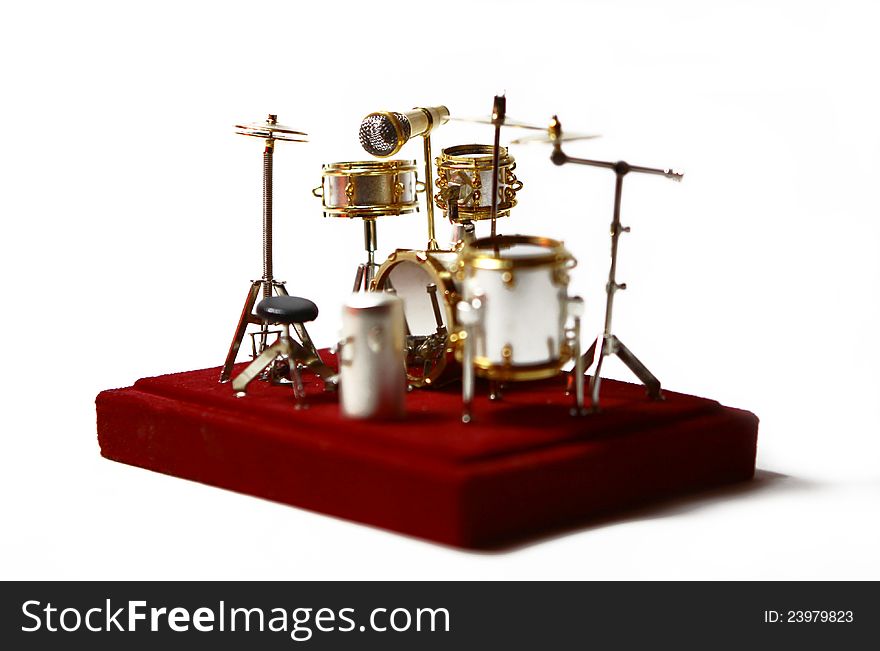 Drum set with cymbals and mic. Drum set with cymbals and mic