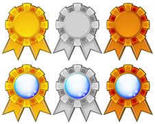 Golden, Silver And Bronze Rosettes Royalty Free Stock Images Golden, Silver And Bronze Rosettes Royalty Free Stock Images