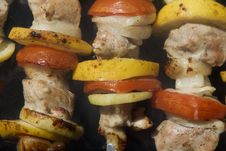 Raw Shashlik On A Skewer Stock Photos Raw Shashlik On A Skewer Stock Photos
