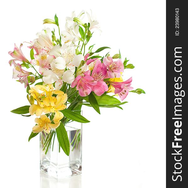 Bouquet of Alstroemeria flowers isolated on white background. Bouquet of Alstroemeria flowers isolated on white background.