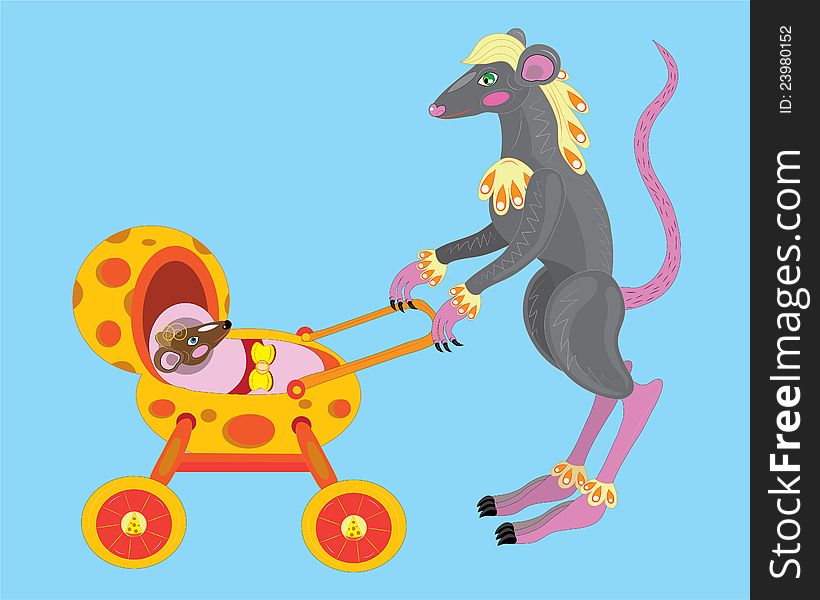 Mother rat and rat bastard. illustration. vector.