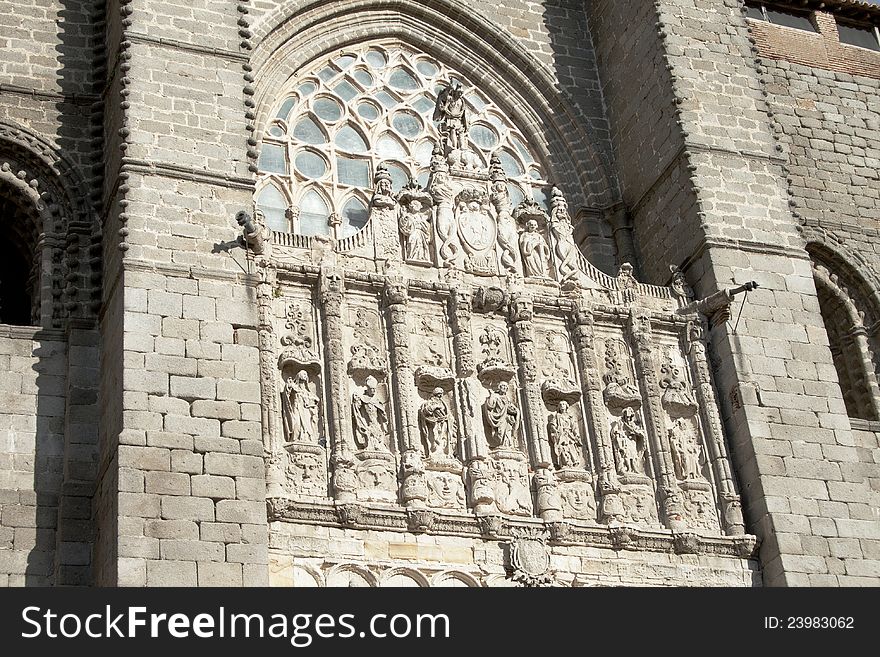 The cathholic cathedral in Avila /12th-14th centuries/,detail,Spain. The cathholic cathedral in Avila /12th-14th centuries/,detail,Spain
