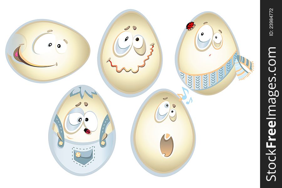 Set of Funny Easter Eggs. Set of Funny Easter Eggs