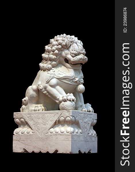 A lion marble carve statue. A lion marble carve statue