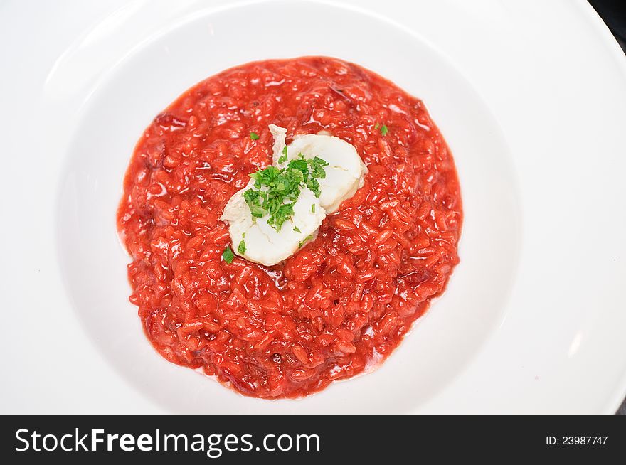Beetroot Risotto And Goats Cheese