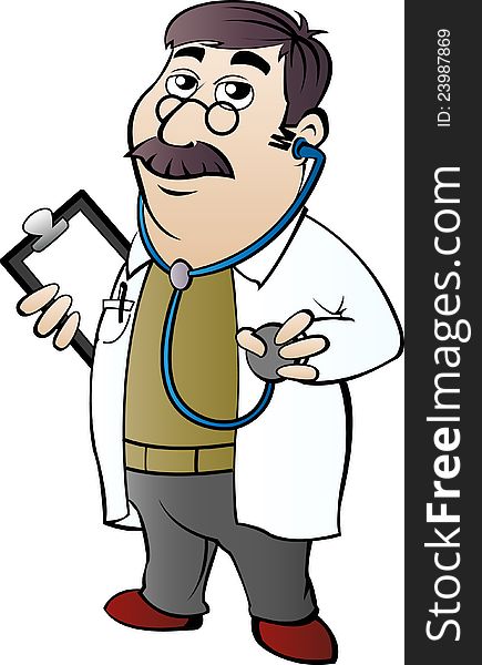 Doctor with stethoscope in cartoon style. Doctor with stethoscope in cartoon style