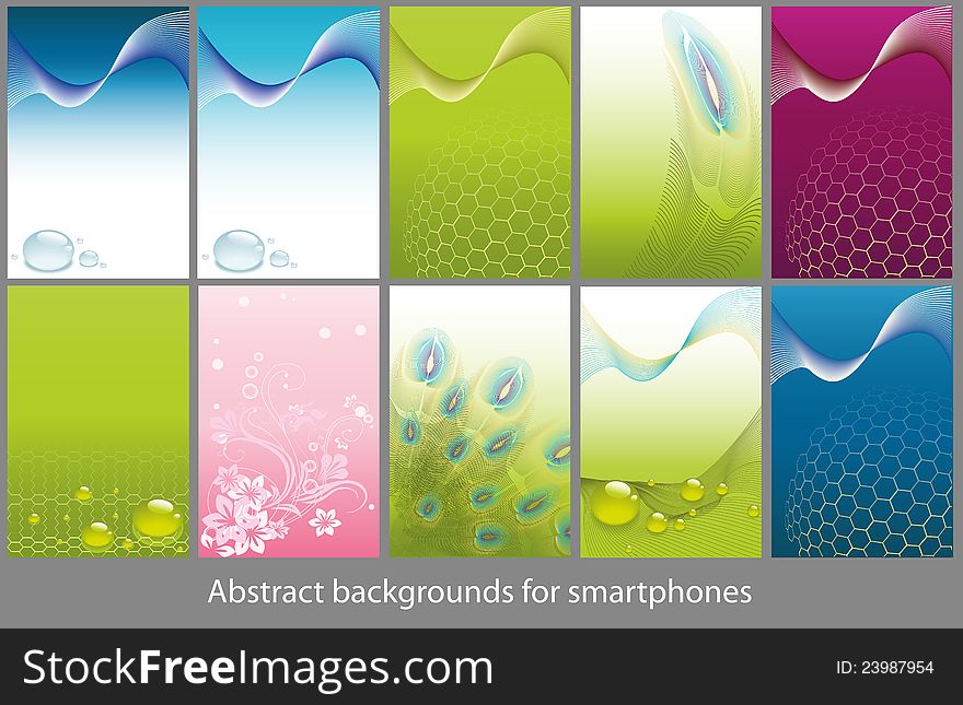 Set of abstract backgrounds for cellphones and smart phones. Set of abstract backgrounds for cellphones and smart phones