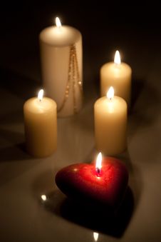 Candles On A Dark Background. Royalty Free Stock Photo Candles On A Dark Background. Royalty Free Stock Photo