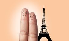 A Finger Couple Dream To Travel Royalty Free Stock Image