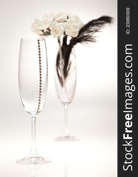 Bouquets And Glasses On A White Background