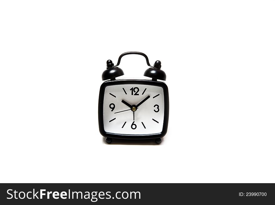 Black clock on white background. Black clock on white background.