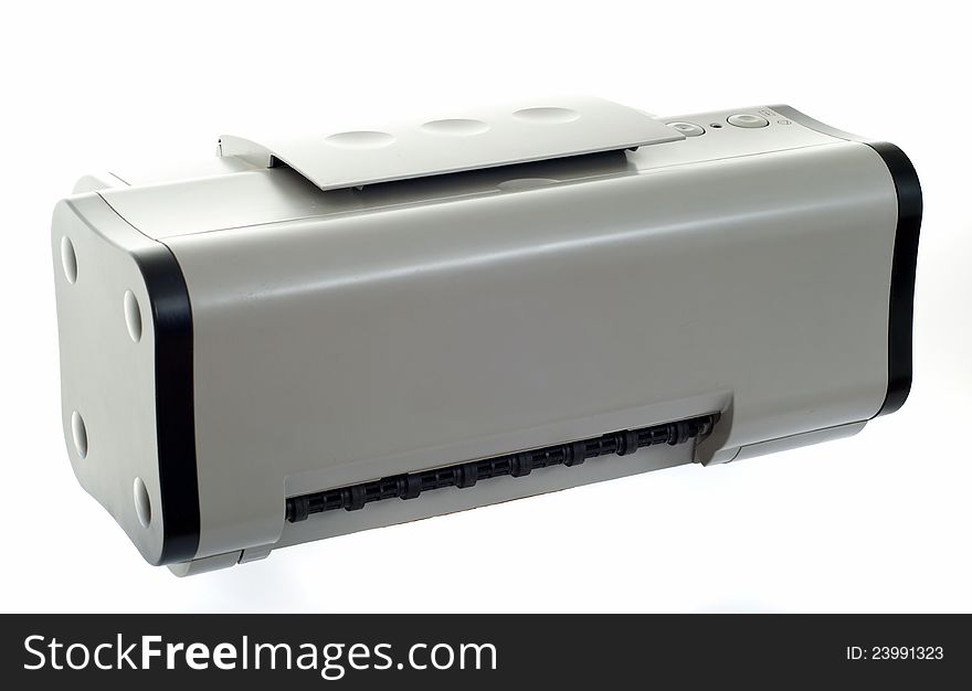 Printer on Isolated White Background