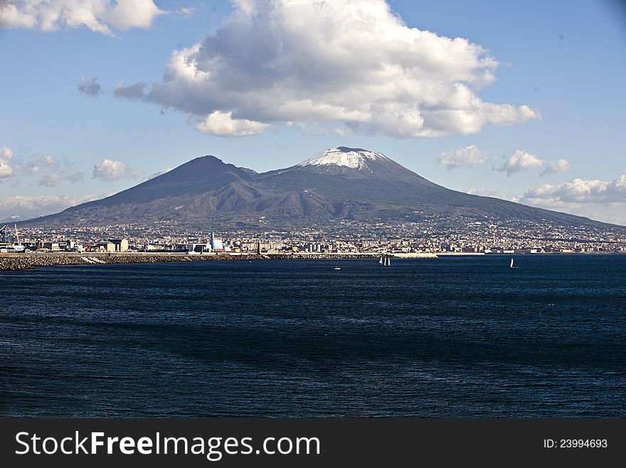 Vesuvius volcano with snow, Naples, Italy. Vesuvius volcano with snow, Naples, Italy