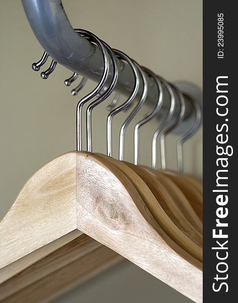 Close-up of a set of hangers, shallow depth of field