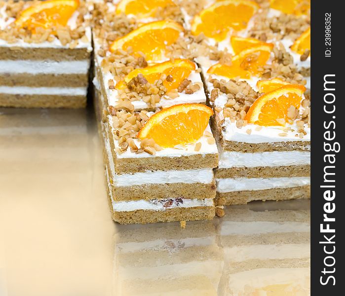 Cake with nuts and orange