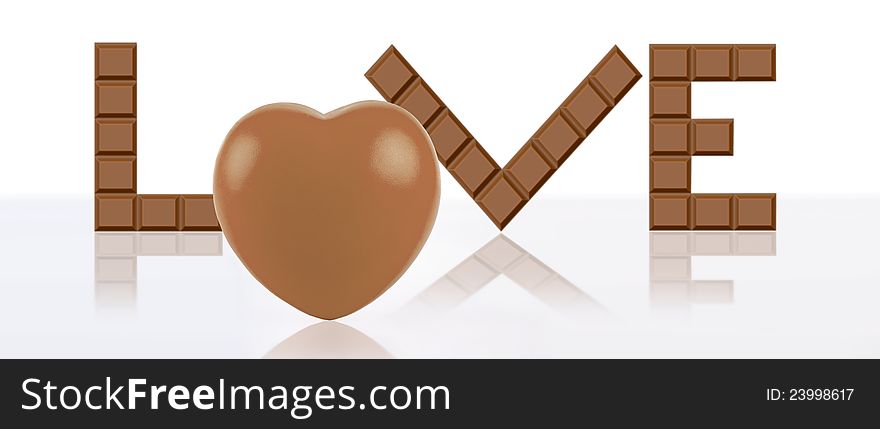 Word Love made out of chocolate. Word Love made out of chocolate