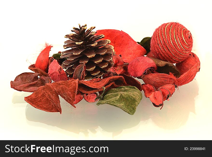 Decorative red potpourri with cone. Decorative red potpourri with cone