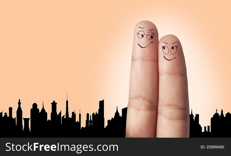 A finger couple dream to travel in America New York city