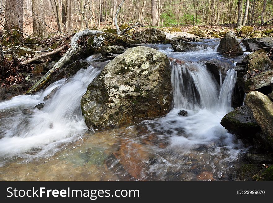 Small cascade of water on South Mountain in Maryland. Small cascade of water on South Mountain in Maryland