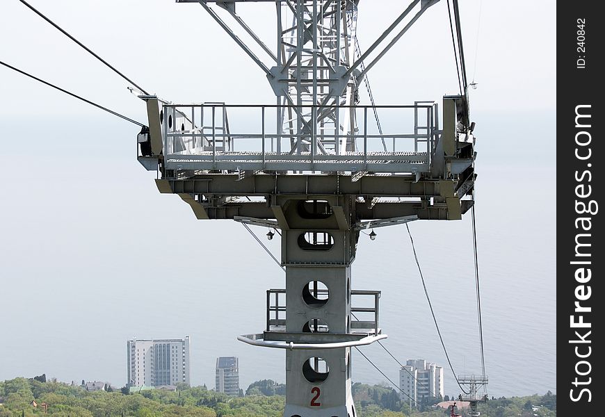 Cable railway construction at crimea mountains