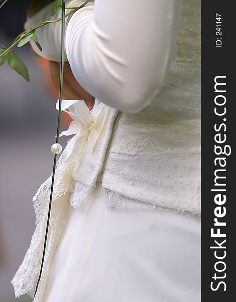 Wedding dress and bouquet. Wedding dress and bouquet