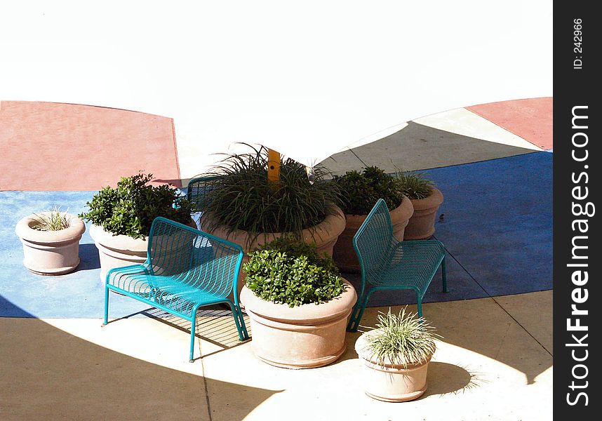 Benches in the shade