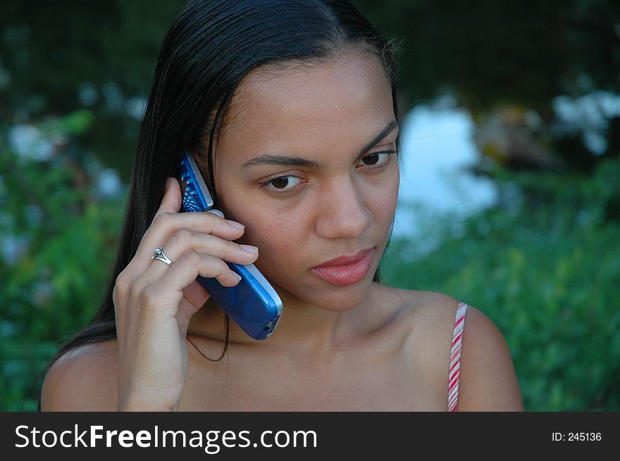 African American female in a serious conversation