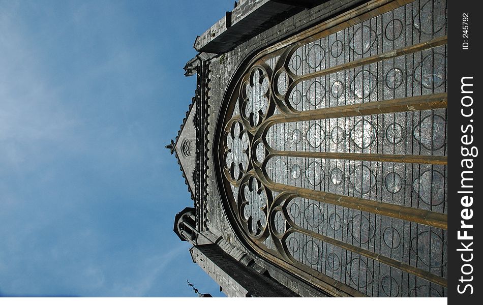 Close frontal view of Cathedral of Nomure, Belgium