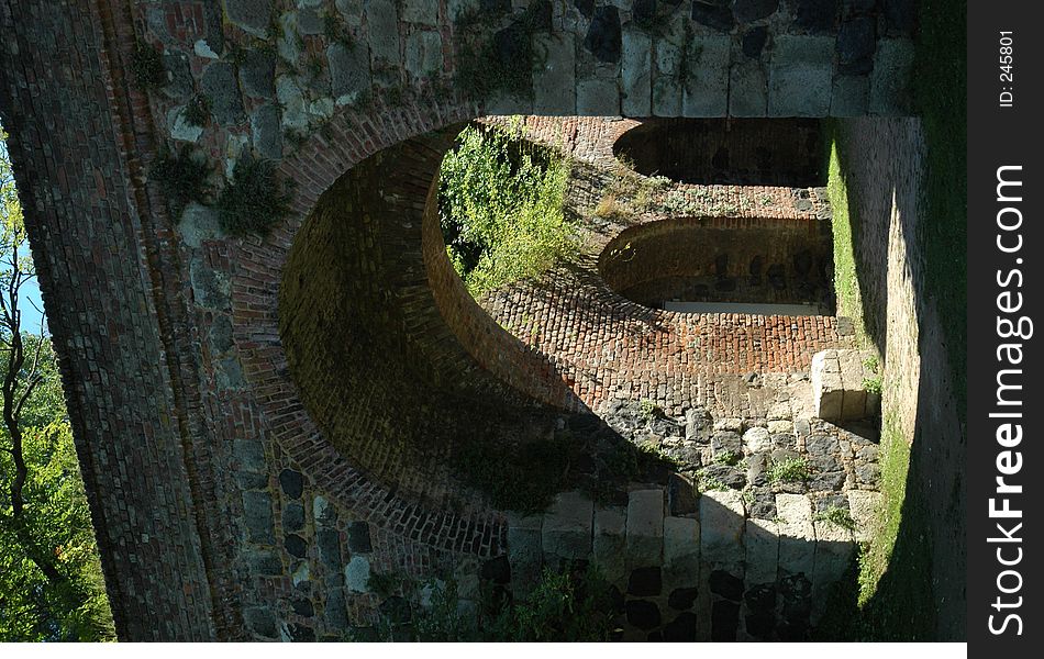 Arches of the old German castle. Arches of the old German castle