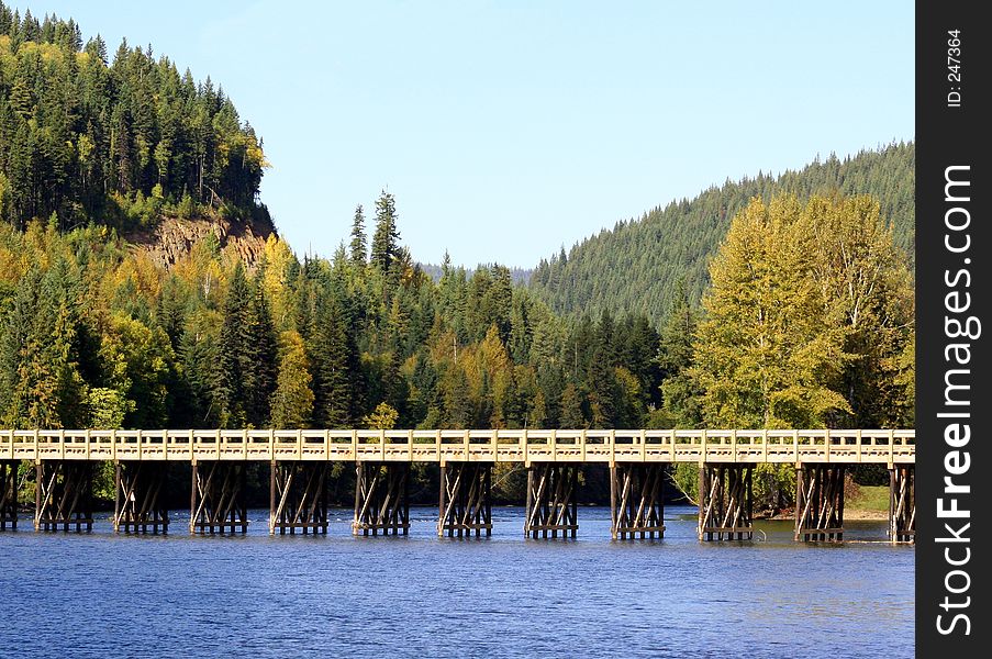 A bridge scene in autumn