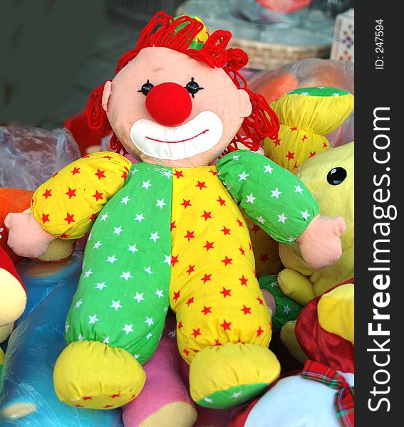 Clown ragdoll with stary green and yellow costume. Clown ragdoll with stary green and yellow costume