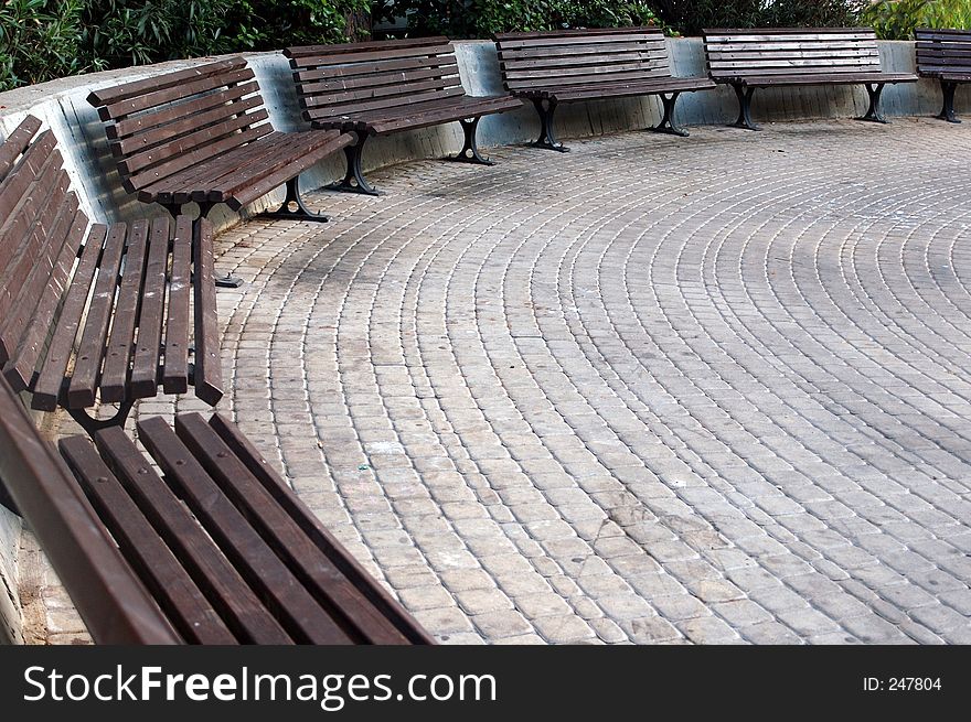 Benches in a semicircle