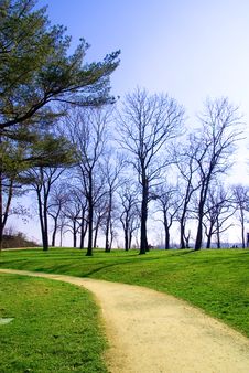 Footpath Through The Park. Royalty Free Stock Photo