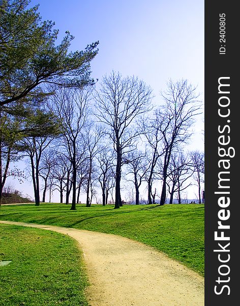 Image of footpath through the park.