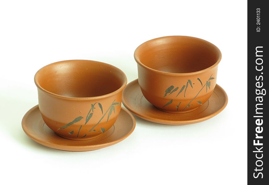 Chinese ceramic tea bowl duo