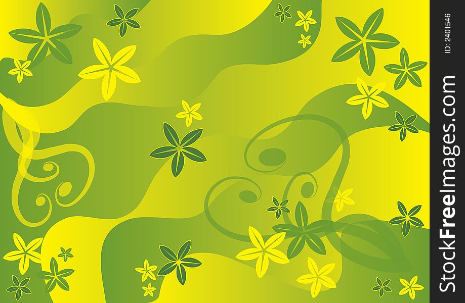Green and zellow floral background