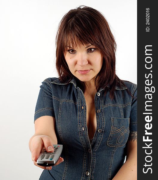 Woman Holding Remote Control