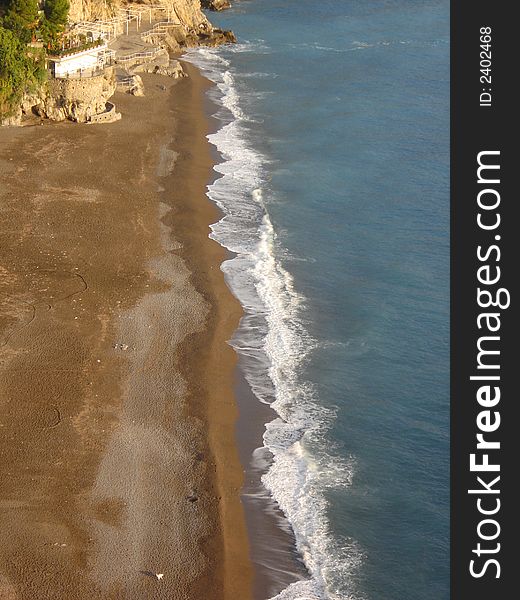 Seaside at Positano, Italy, on a dicember day