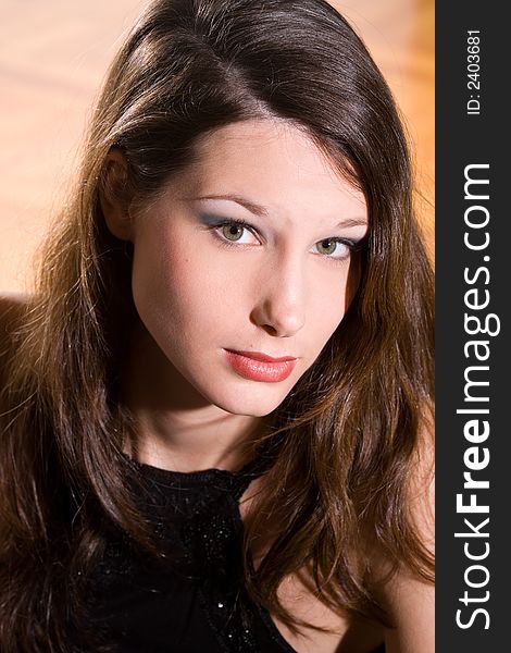 Portrait of a beautiful young woman with intense look. Portrait of a beautiful young woman with intense look
