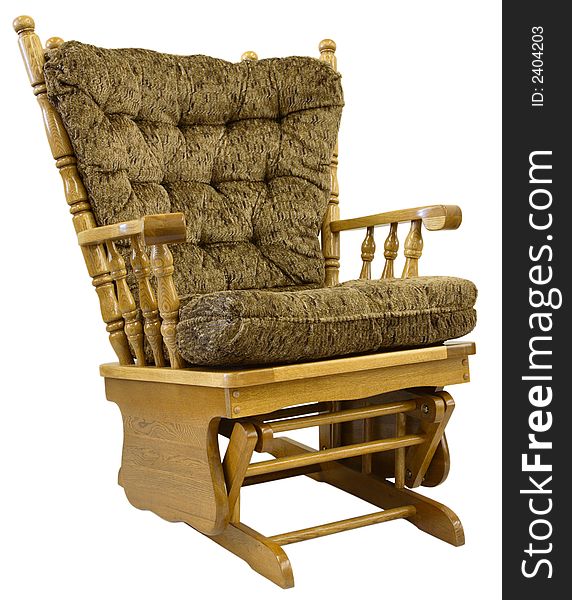 Country Oak Glide Rocking Chair in Brown Tweed Fabric