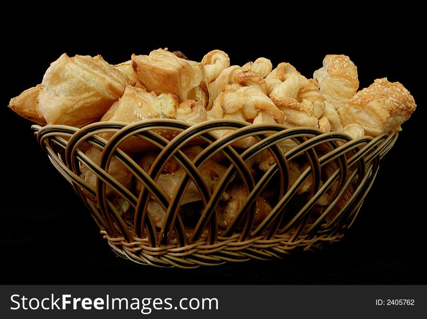 A lot of food in a basket. A lot of food in a basket