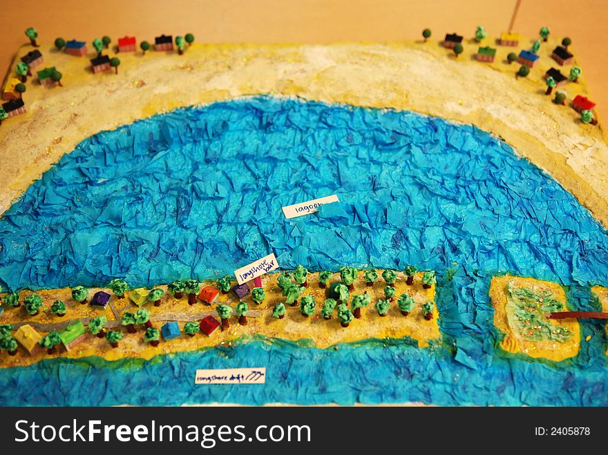 Model of seashore on the table