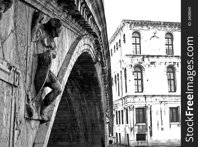 Black and White image of the sculptures around Venice. Black and White image of the sculptures around Venice