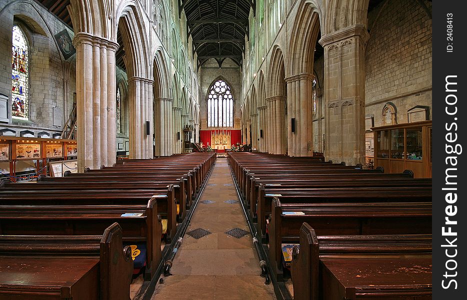 Interior of Bridlington Priory in UK - Horizontal view