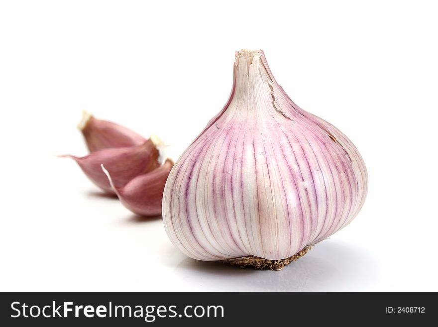 Garlic Over A White Background