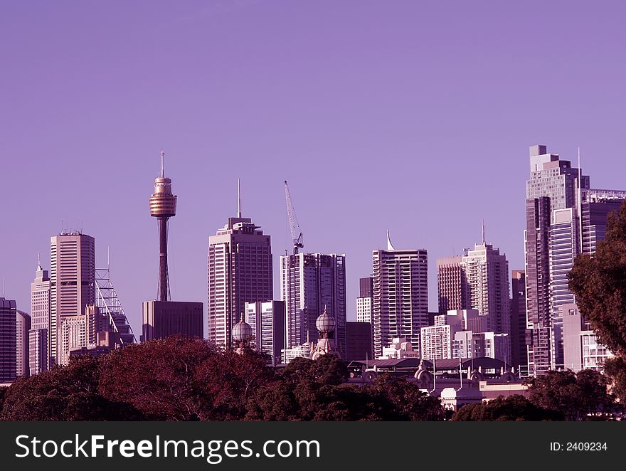 Sydney Skyline In Magenta, Cityscape, Clear Sky, Australia