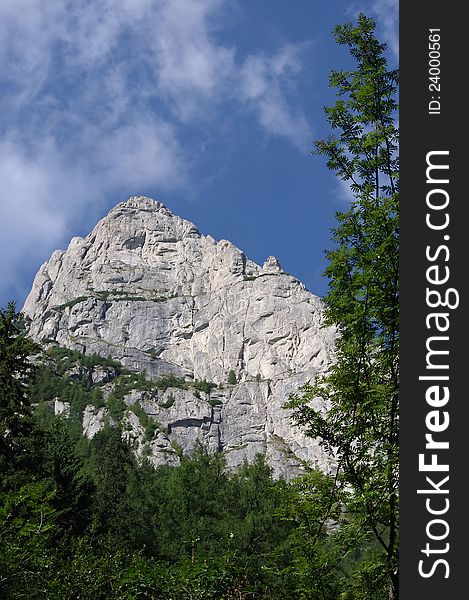 Eagles wall Rocky tower in Bucegi Mountains (Carpathian ridge in Romania)
