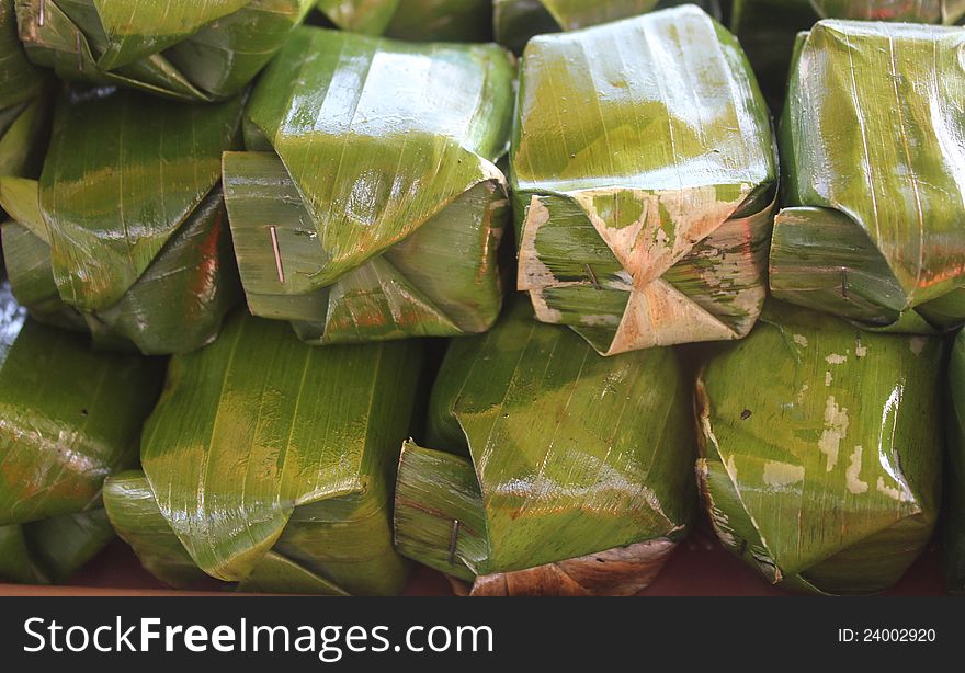 An Indonesian food is known as nogosari, a snack made from rice flour and banana wrapped with banana leaves. An Indonesian food is known as nogosari, a snack made from rice flour and banana wrapped with banana leaves.