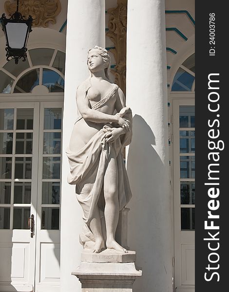 The statue in the ensemble of the Catherine Palace. St. Petersburg, Tsarskoye Selo. Russia. The statue in the ensemble of the Catherine Palace. St. Petersburg, Tsarskoye Selo. Russia