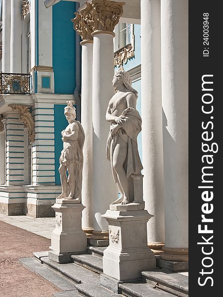 The statue in the ensemble of the Catherine Palace. St. Petersburg, Tsarskoye Selo. Russia. The statue in the ensemble of the Catherine Palace. St. Petersburg, Tsarskoye Selo. Russia